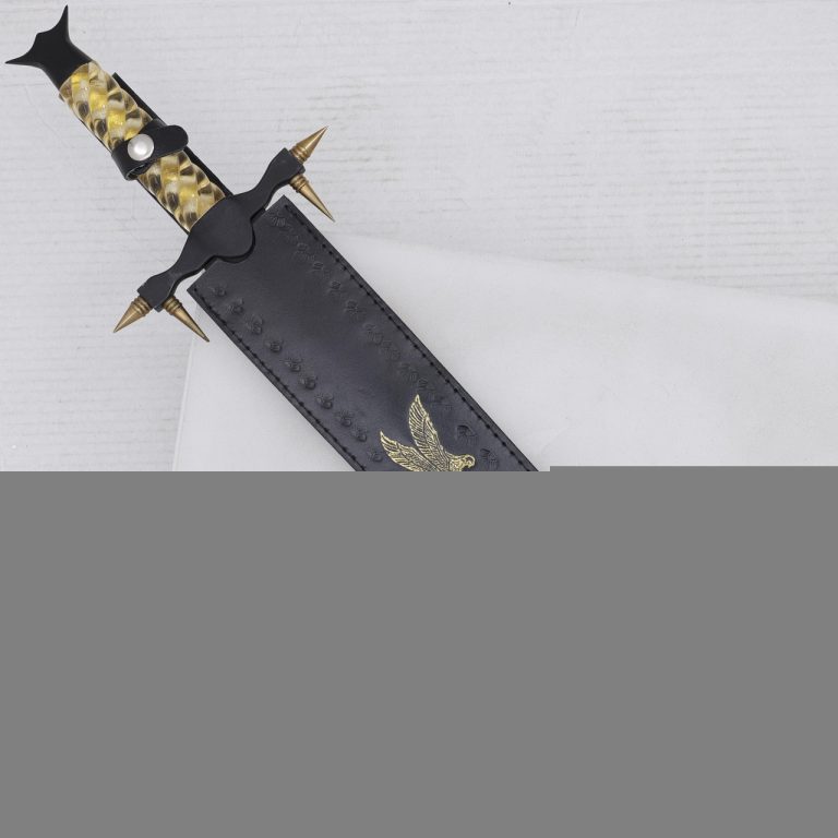 Fantasy Dagger with Black Blade and Brass Spikes