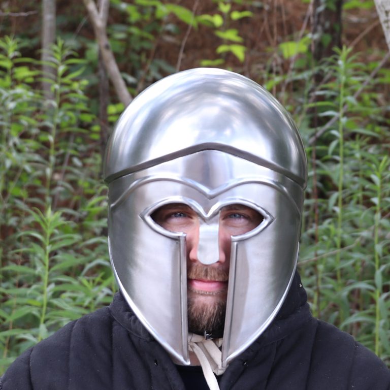 Hand Forged Battle Helmet with Adjustable Liner