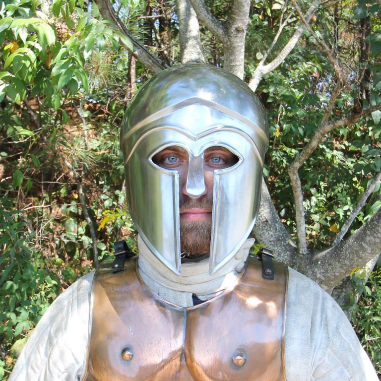 Hand Forged Battle Helmet with Adjustable Liner