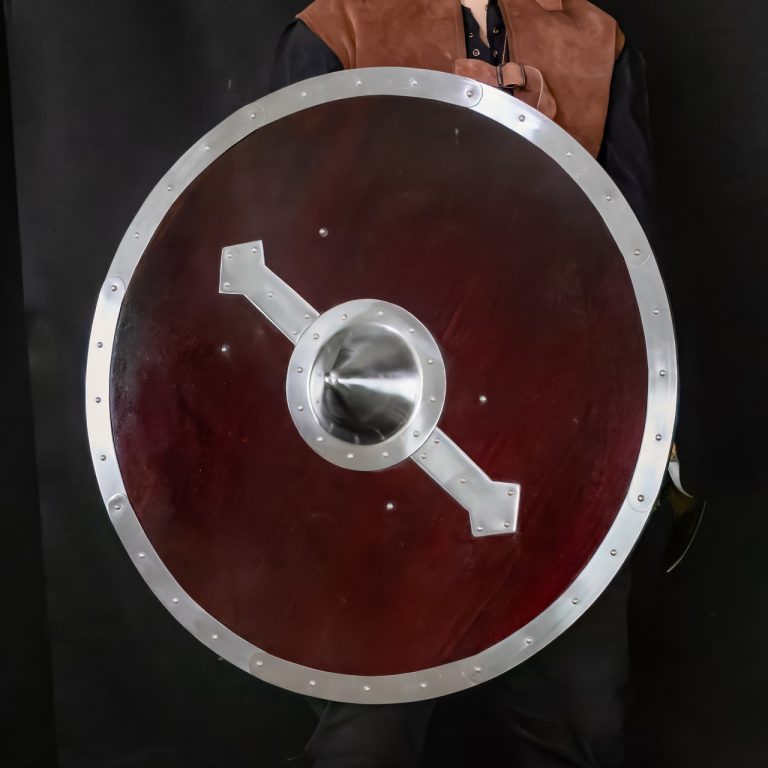 Viking Battle Shield, Handcrafted Design.