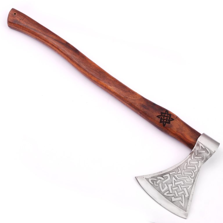 Medieval Viking Battle Axe with Engraved Handle