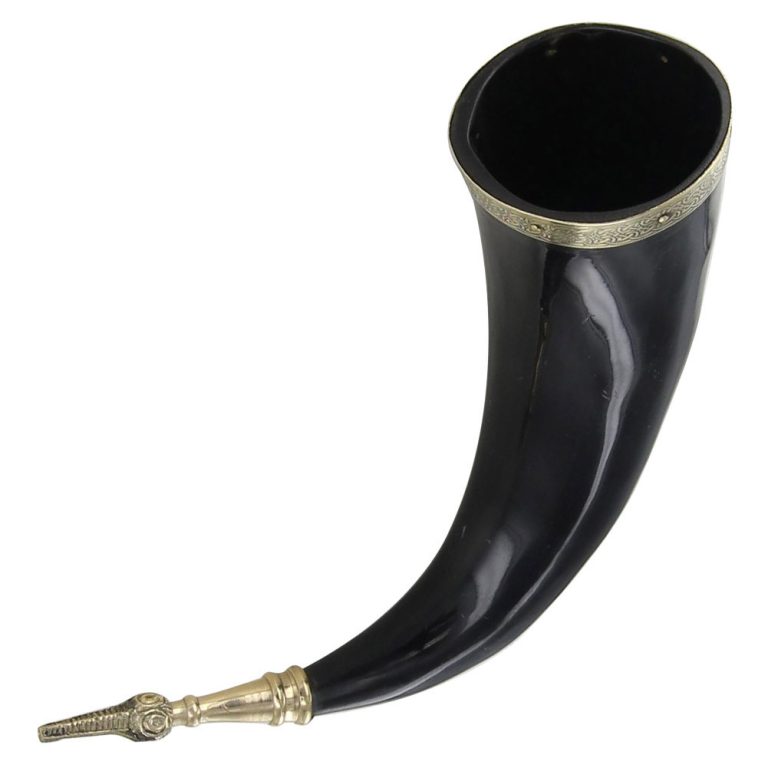 Viking Drinking Horn Set with Brass Stand