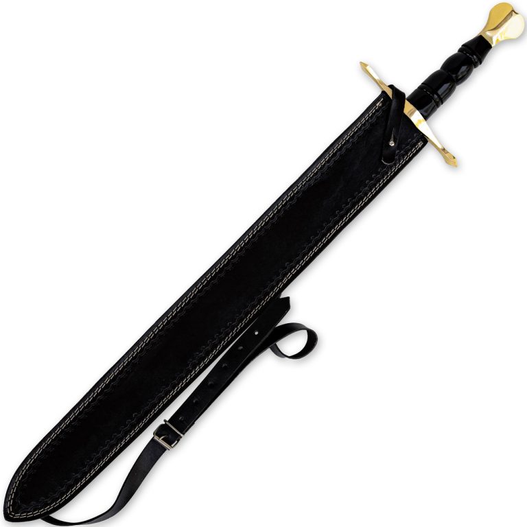 Medieval European Damascus Steel Arming Sword with Sheath