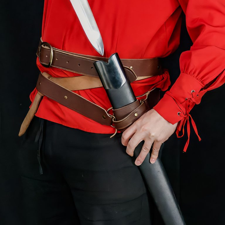 Knights Templar Double Sword Frog - Brown