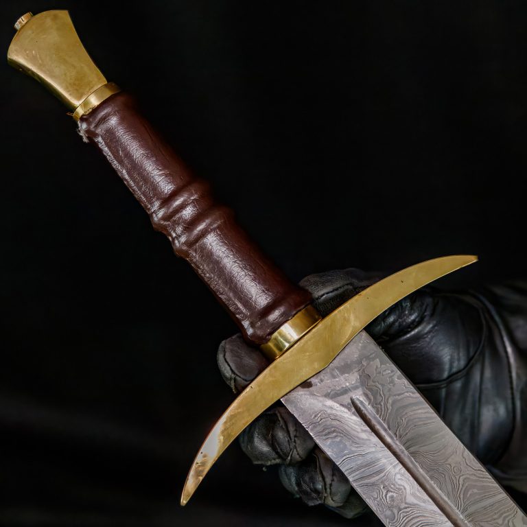 Damascus Steel Viking Sword with Back Sheath