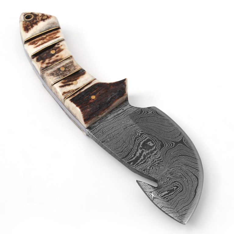 Damascus Steel Full Tang Gut Hook Knife