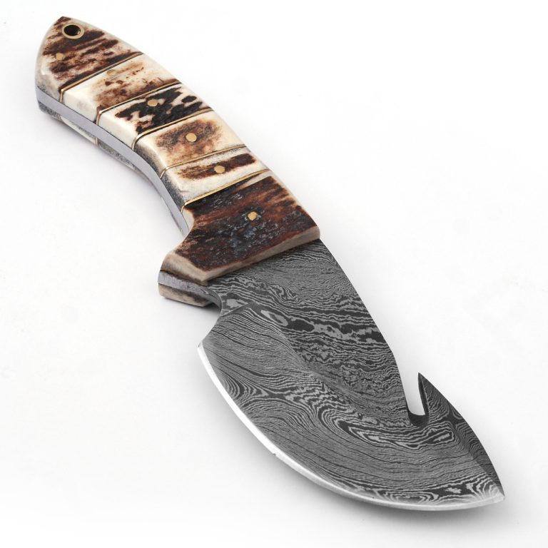 Damascus Steel Full Tang Gut Hook Knife