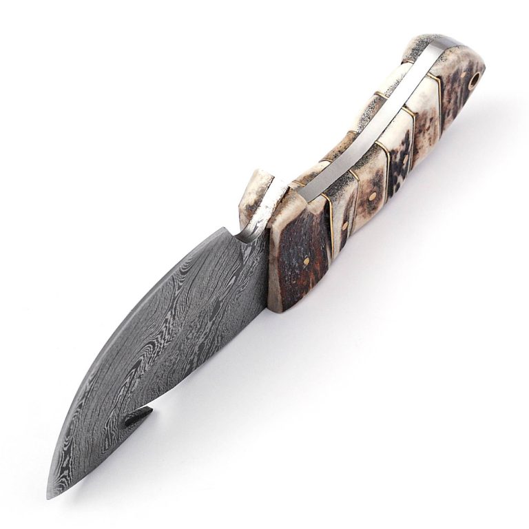 Damascus Steel Full Tang Gut Hook Knife