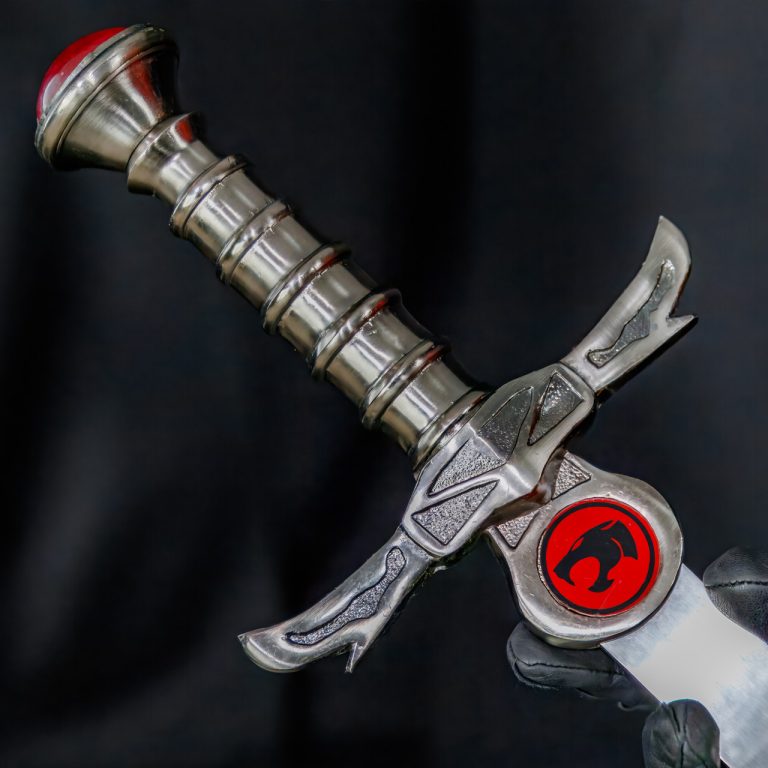 Double-Edged Sword with Leather Sheath and Steel Blade