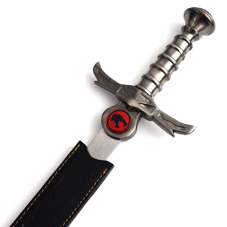 Double-Edged Sword with Leather Sheath and Steel Blade