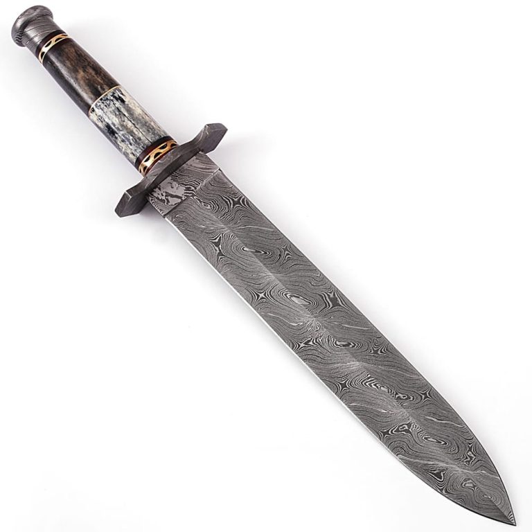 Damascus Steel Dagger with Leather Sheath