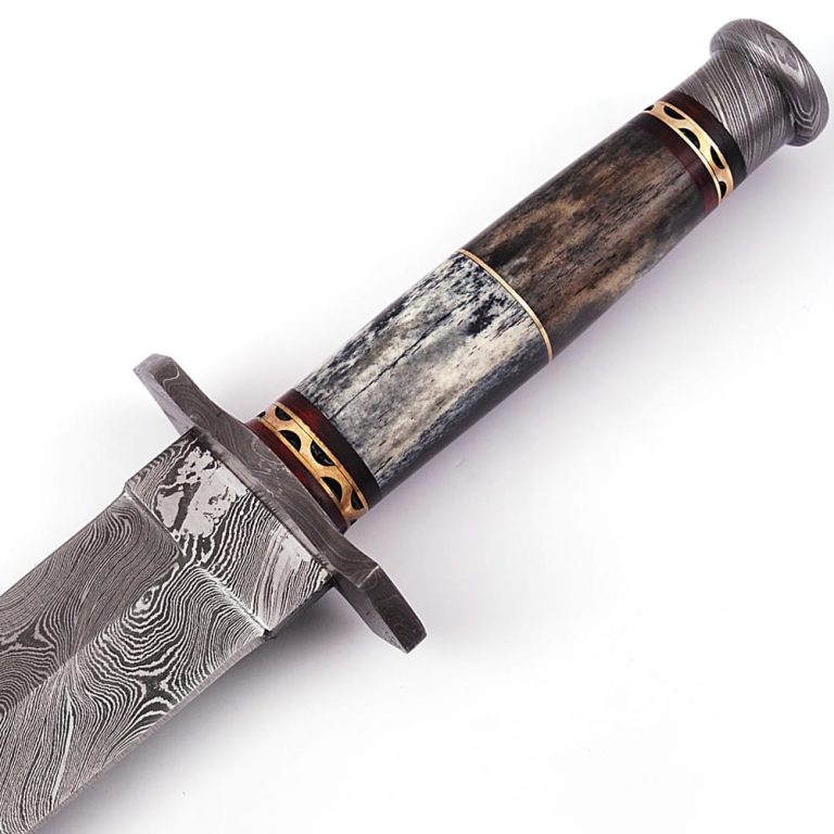 Damascus Steel Dagger with Leather Sheath