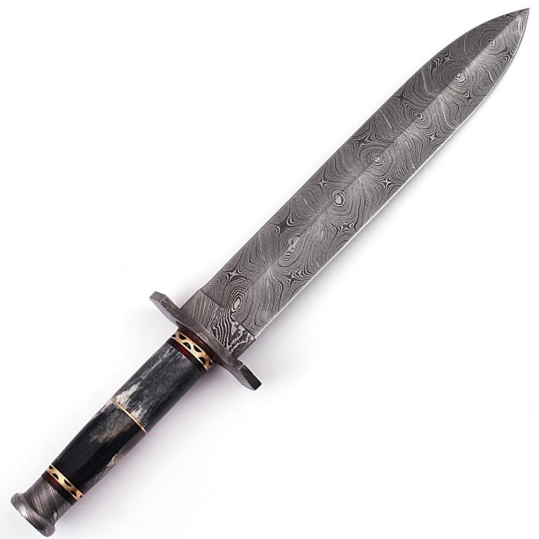 Damascus Steel Dagger with Leather Sheath