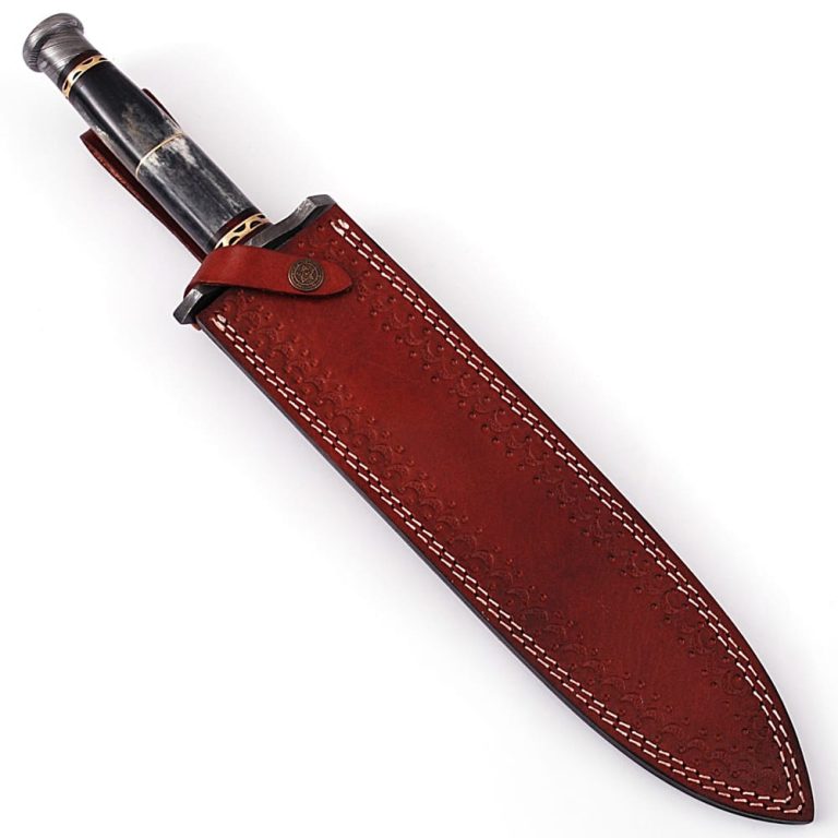 Damascus Steel Dagger with Leather Sheath