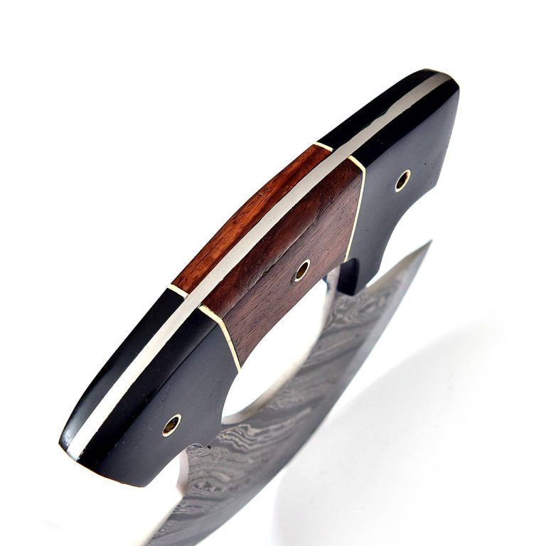 Damascus Ulu Knife with Stand