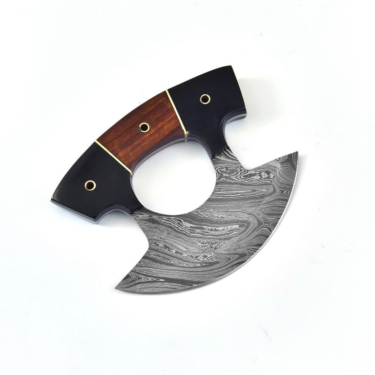 Damascus Ulu Knife with Stand