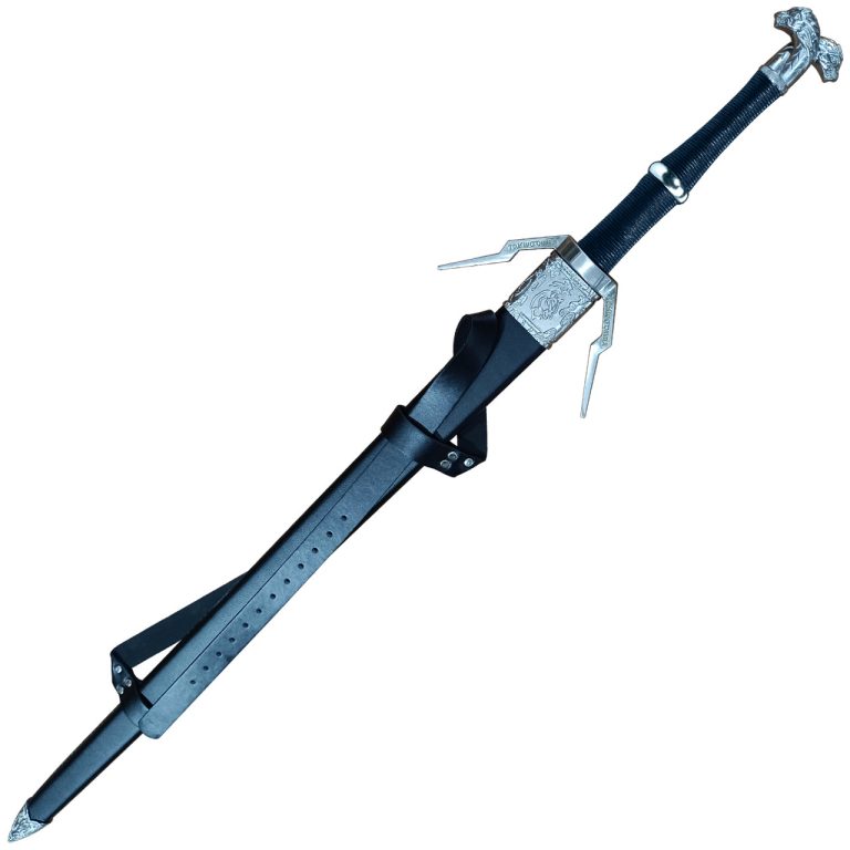 Steel Sword Replica with Leather-Wrapped Scabbard