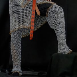 Medieval Chain Mail Leggings with Leather Cord