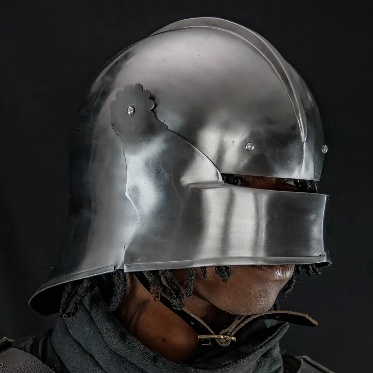 German Sallet Helmet with Leather Liner and Buckle