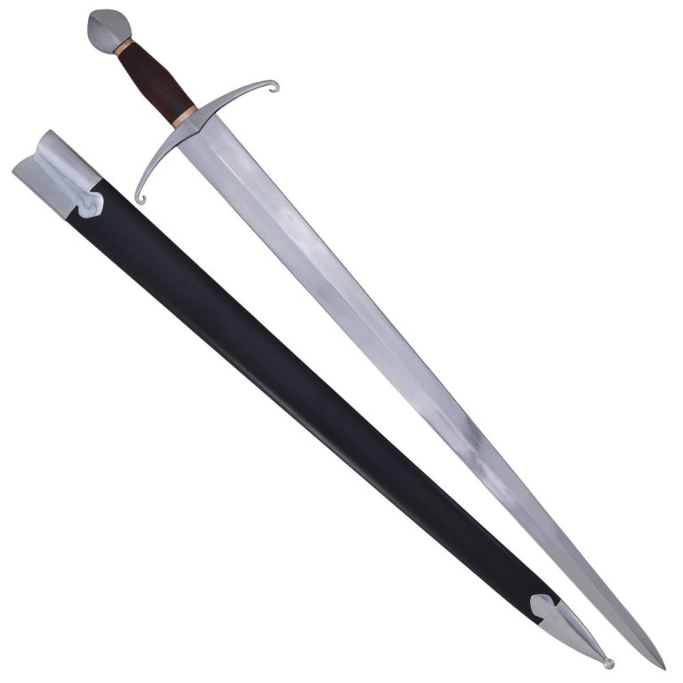 Hand Forged Double Edge Sword with Leather Scabbard