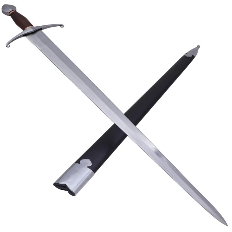Hand Forged Double Edge Sword with Leather Scabbard