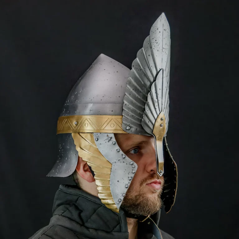 Medieval Steel Knight Viking Helmet with Leather Liner