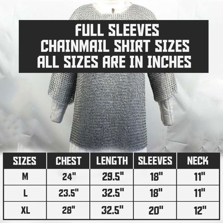 Medieval Chainmail Armor Shirt - Mild Steel, Full Sleeved.