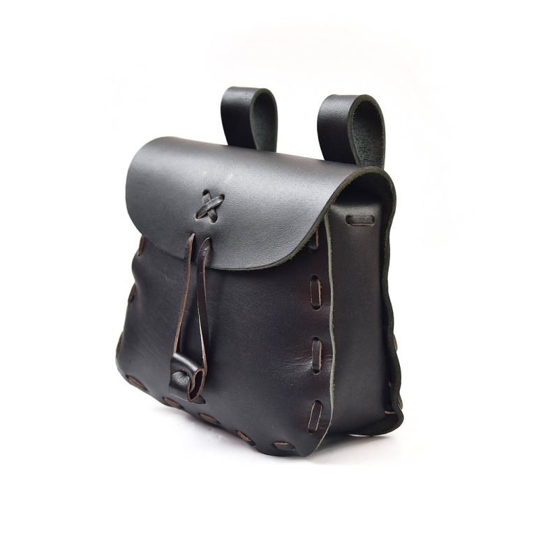 Medieval Leather Pouch with String Clasp
