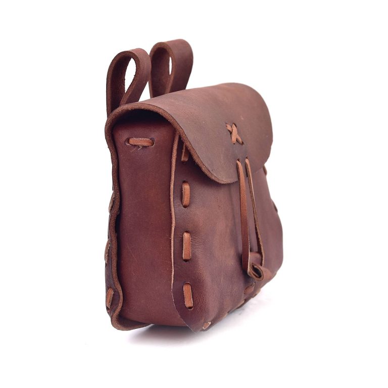 Medieval Leather Pouch with String Clasp
