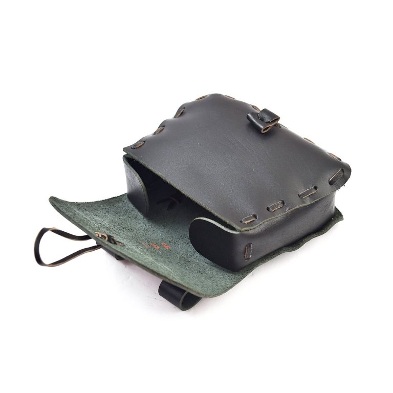 Medieval Leather Pouch with String Clasp