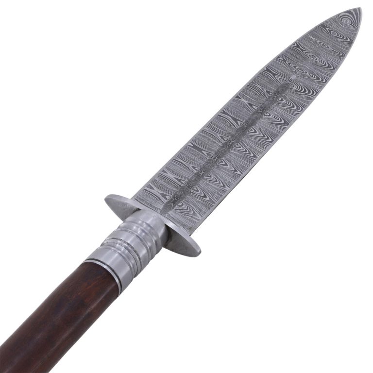Damascus Steel Medieval Pole Dagger with Hardwood Shaft