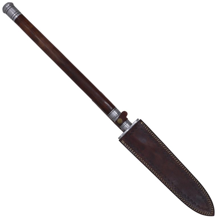 Damascus Steel Medieval Pole Dagger with Hardwood Shaft