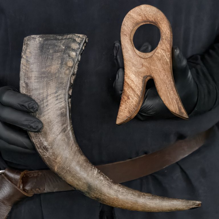 Viking Drinking Horn for Winter Solstice Feast