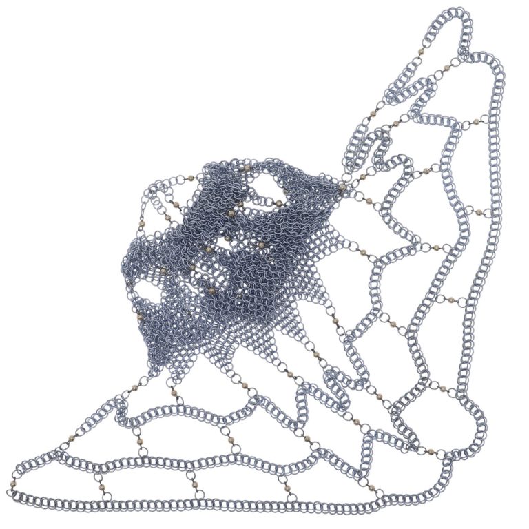 Silver Chainmail Coif with Shoulder Chains