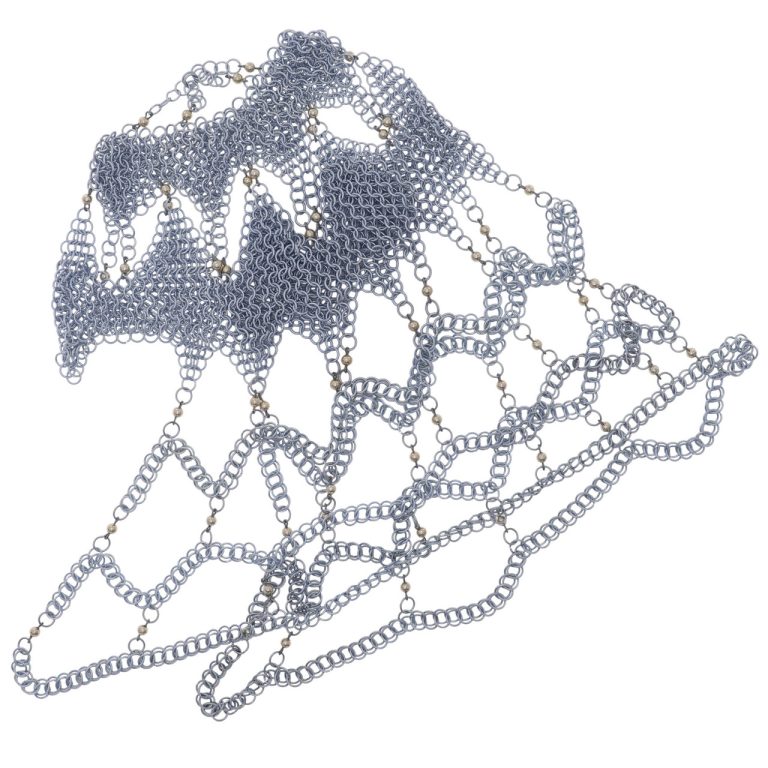 Silver Chainmail Coif with Shoulder Chains