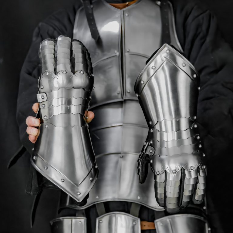 Polished Steel Gauntlets for Hand Protection
