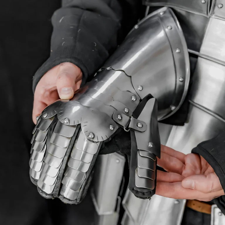 Polished Steel Gauntlets for Hand Protection