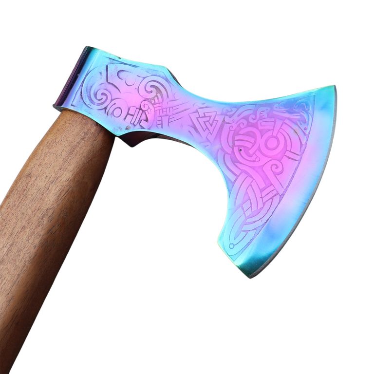 Norse Viking Axe with Rainbow Blade Finish