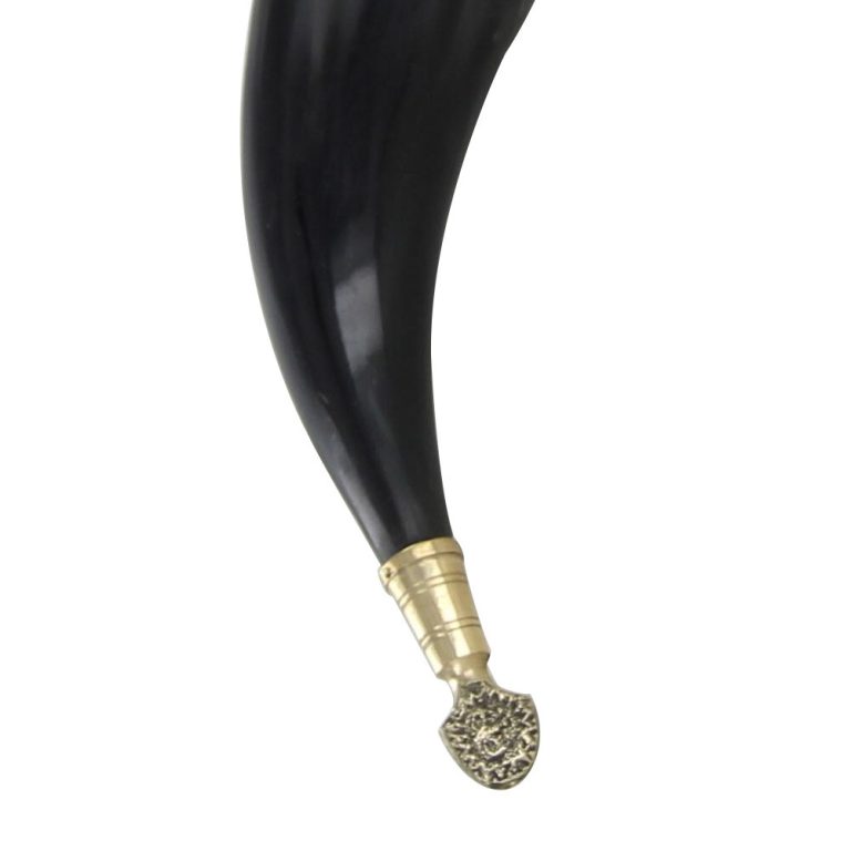 Viking Drinking Horn with Iron Stand and Accents