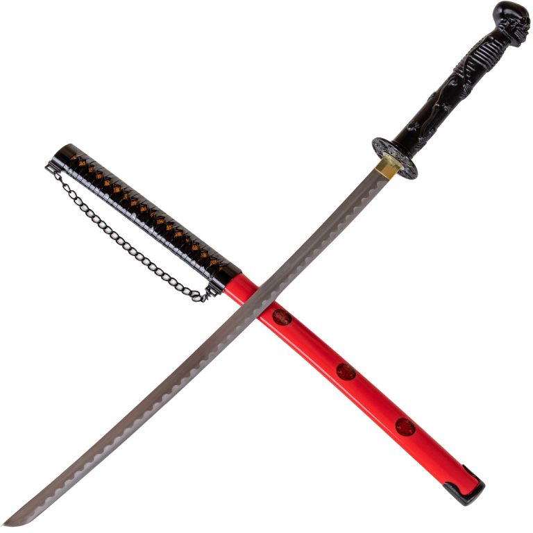 Skeleton Skull Samurai Katana with Kamon Crest