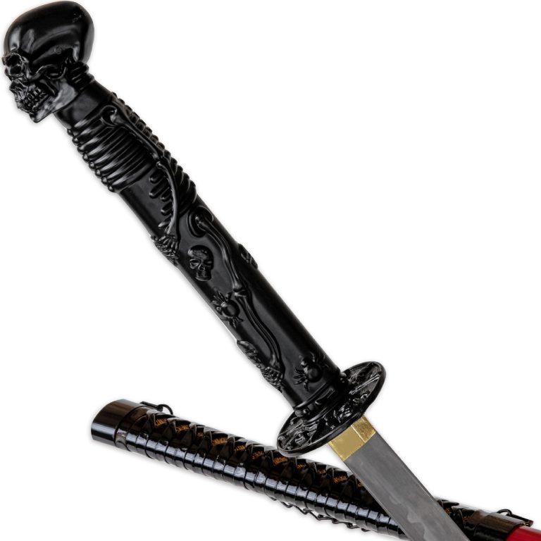 Skeleton Skull Samurai Katana with Kamon Crest