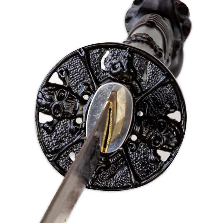 Skeleton Skull Samurai Katana with Kamon Crest
