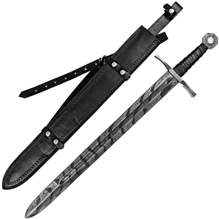 Damascus Steel Full Tang Medieval Sword with Sheath