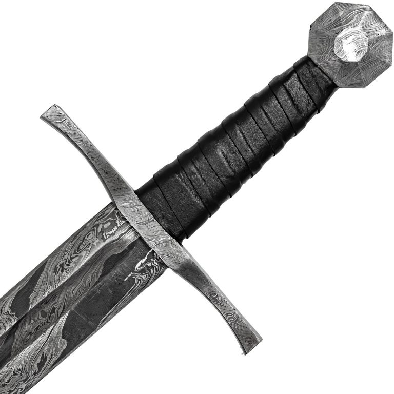Damascus Steel Full Tang Medieval Sword with Sheath