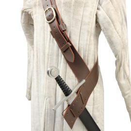 Medieval Baldric Belt Frog in Brown
