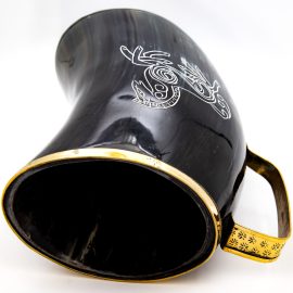Brass Rimmed Viking Sleipnir Horn Mug