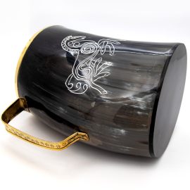 Brass Rimmed Viking Sleipnir Horn Mug
