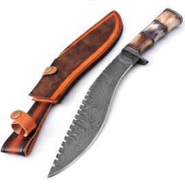 Damascus Steel Kukri Machete with Sheath