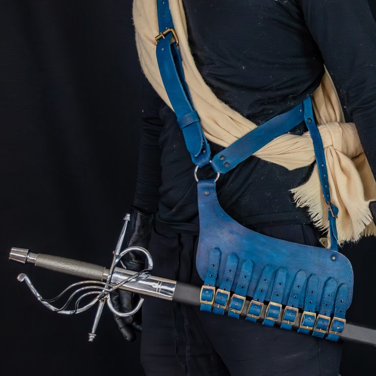 Leather Rapier Frog Belt with Steel Buckle