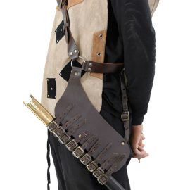 Leather Adjustable Rapier Frog Belt with Steel Buckle